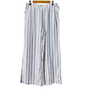 Nordstroms Caslon Linen Blend High Rise Striped Wide Leg Pants NEW Large
